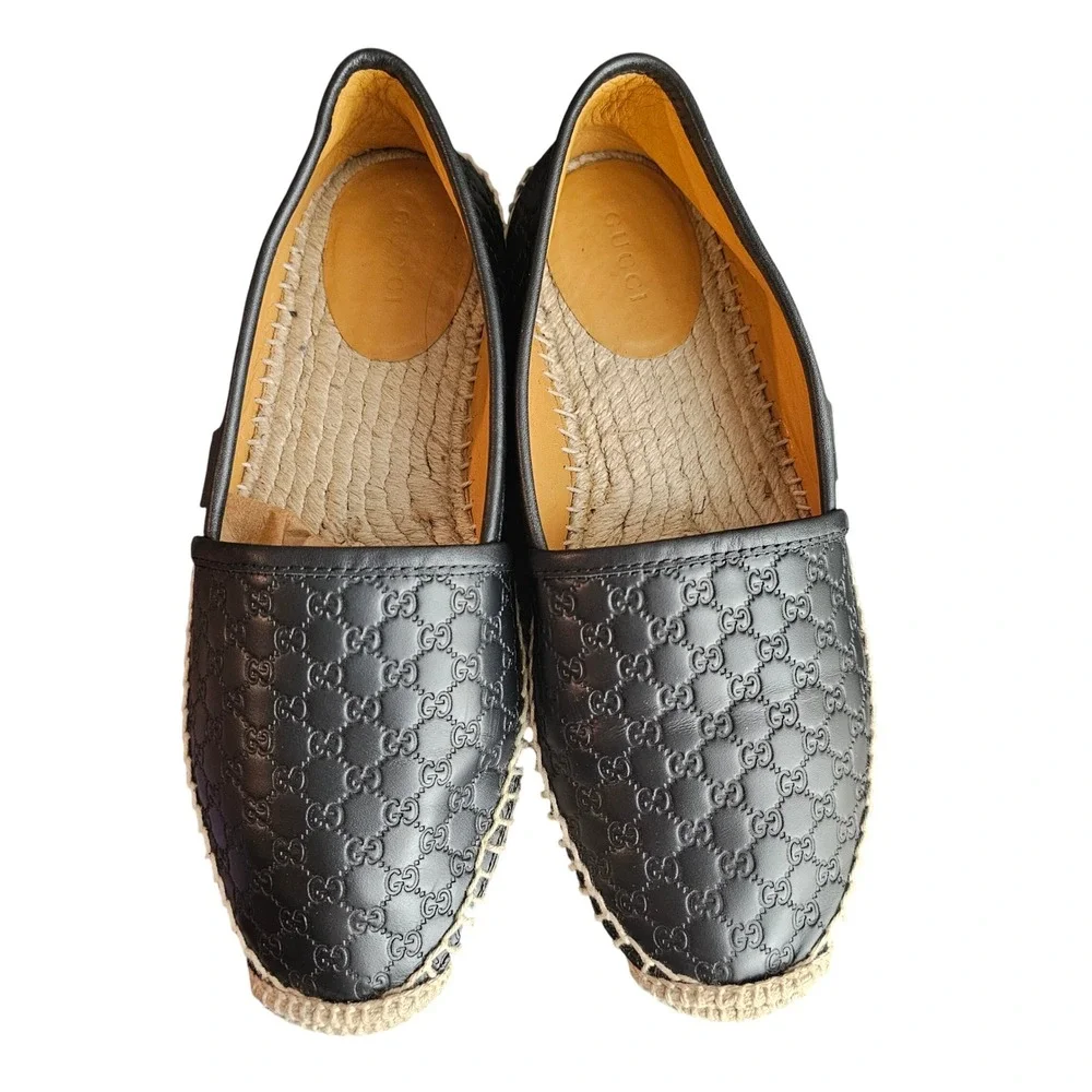 Gucci Microguccissima Signature Espadrilles Size 36 US 6 Color Black‎